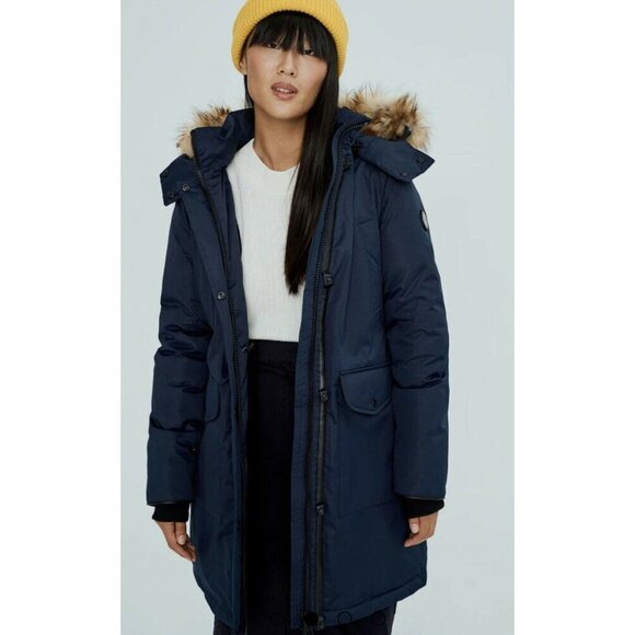 Noize Nora Long Length Parka coat women puffer jacket navy color - Picture 1 of 4